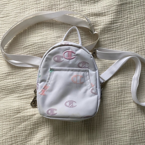 Champion Handbags - White Monogram Champion Mini Convertible Backpack/ Shoulder Bag
